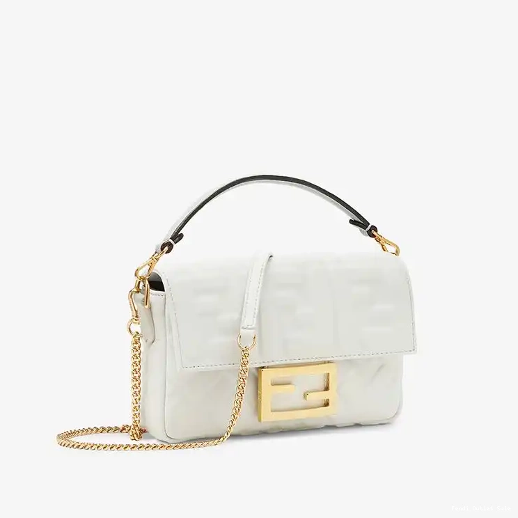 Affordable Mini In Nappa FF Bag Baguette Leather White Motif Fendi 0630